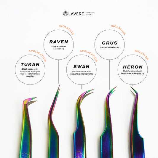 Lavere Swan Tweezer | New Upgraded Fibre Tip | Rainbow Finish
