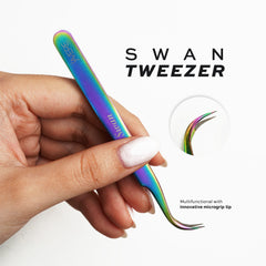 Lavere Swan Tweezer | New Upgraded Fibre Tip | Rainbow Finish
