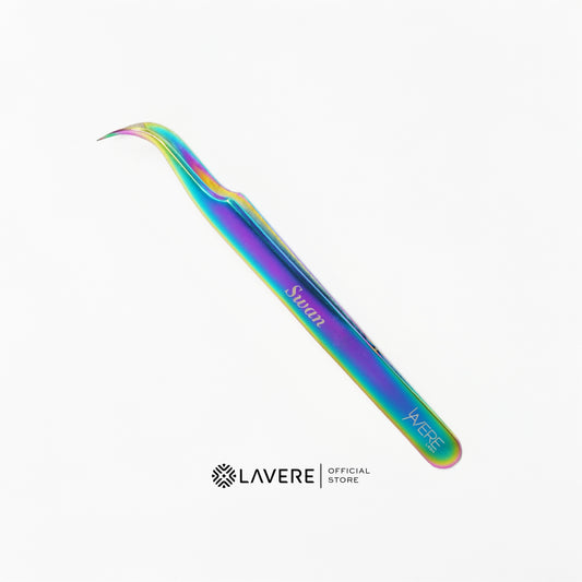 Lavere Swan Tweezer | New Upgraded Fibre Tip | Rainbow Finish